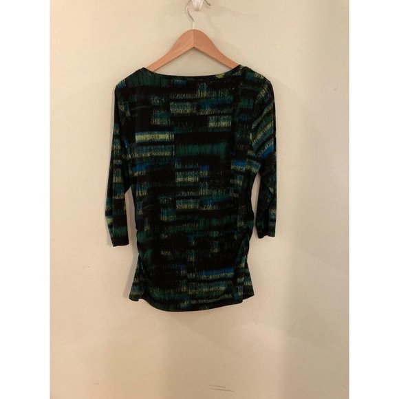 KENNETH COLE quarter sleeve Ruched Brushed pattern blouse. Size M - Picture 5 of 6